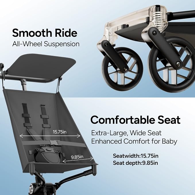 Mompush Jeto Lightweight Travel Stroller – 9.8 lbs Ultra-Compact, One-Hand Fold - Image 8