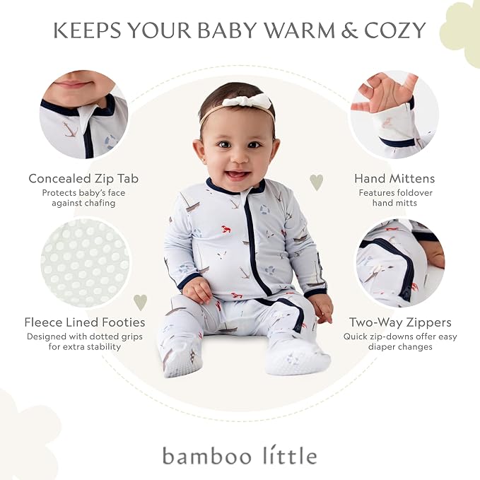 Bamboo Little Soft Baby Footie Pajamas, Baby Clothes, Newborn Sleepers - Image 2