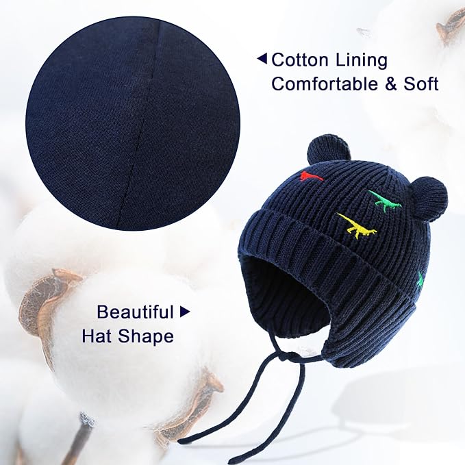 XIAOHAWANG Baby Hat Cute Bear Toddler Earflap Beanie Warm - Image 3