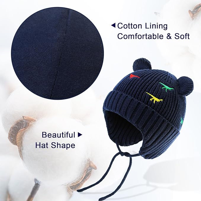 XIAOHAWANG Baby Hat Cute Bear Toddler Earflap Beanie Warm - Image 3