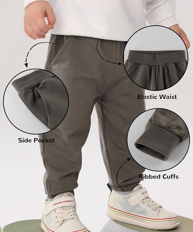 GFQLONG 2/3 Pack Toddler Pants Sweatpants Boys Cotton Joggers, Athletic Pull on - Image 6