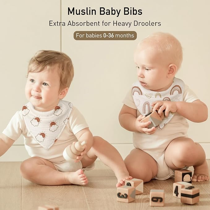 Muslin Baby Bibs 8 Pack, Baby Bandana Drool Bib - Image 3