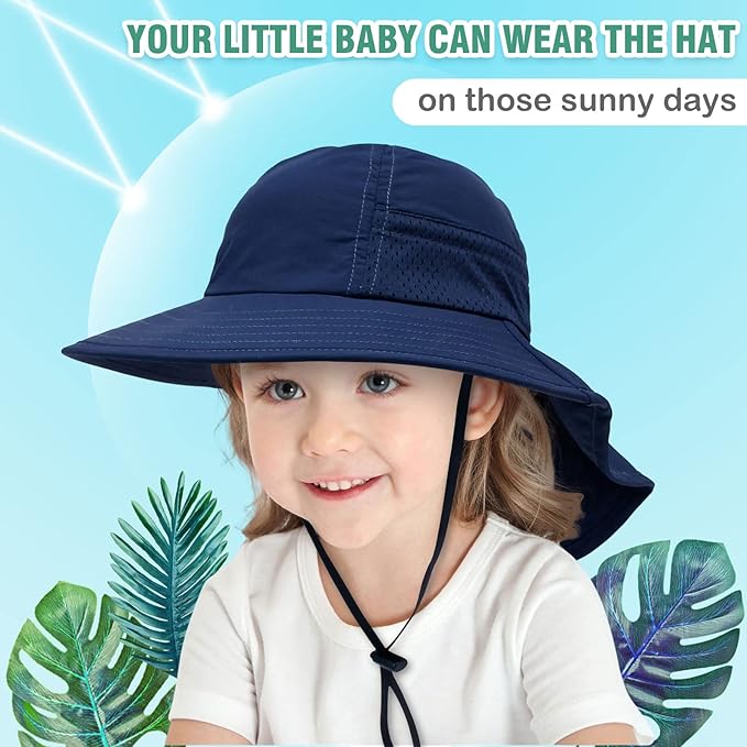 XIAOHAWANG Girls Sun Hat Baby Beach Hats Boys UPF 50+ Kids Summer Protection - Image 2