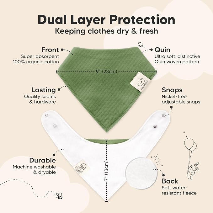 KeaBabies 8-Pack Bandana Bibs for Baby Girls, Boys - Image 3