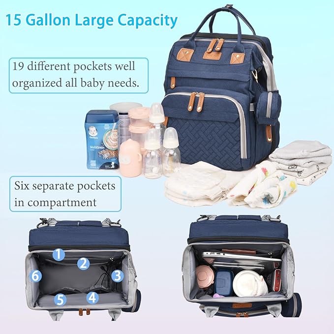 Jeryswet Baby Diaper Bags with Changing Station, Waterproof Large Capacity - Image 3