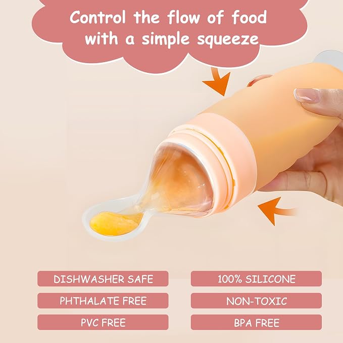WAJIAYON Baby Food Feeder 4 Pack Silicone Baby Food Dispensing Spoon-3 oz - Image 3