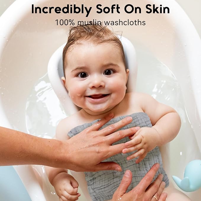 Muslin Baby Washcloths 6 Pack, 100% Cotton Wash Cloths - Image 2
