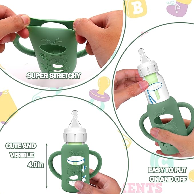 BUSOHA 3 Pack Silicone Sleeves for Dr. Brown's Glass Baby Bottles - Image 4