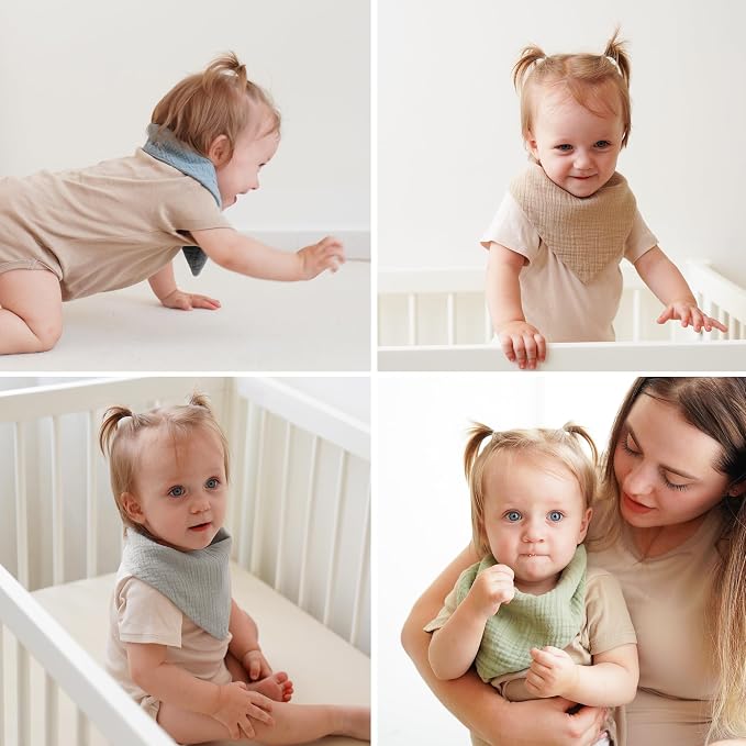 8-Pack Muslin Baby Bandana Drool Bibs – Soft & Absorbent 100% Cotton Teething - Image 6