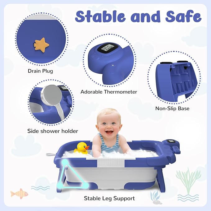 Collapsible Baby Bathtub for Newborn to Toddler, Portable Baby Bath Tub for - Image 2