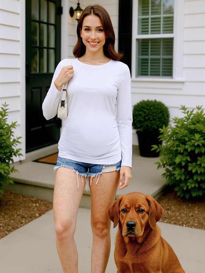 Maternity Shirts Long Sleeve Pregnancy Top - Image 5
