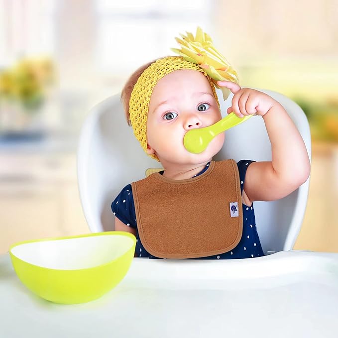 SPINFOX Waterproof Baby Bibs for Girls, Unisex Drool Bib Cotton Solid Knit - Image 7