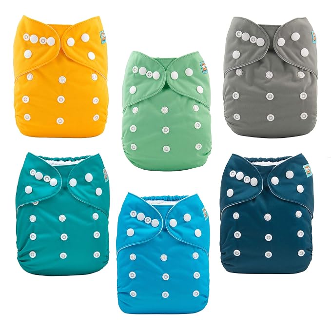 ALVA 6 Pack Cloth Diaper with 12 Inserts One Size Adjustable Washable Reusable - Image 3