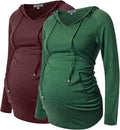 GINKANA Maternity Hoodie Long Sleeves Shirts Casual Maternity Top Pregnancy by GINKANA