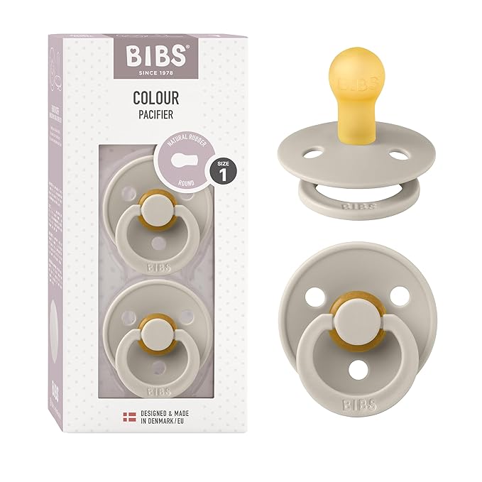 BIBS Pacifiers Colour Collection | Natural Rubber Baby Pacifier | Round Nipple by BIBS