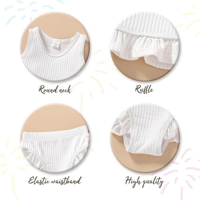 HAPPYMA Baby Swimsuit Toddler Girl Bathing Suit Summer Solid Color Bikini Set - Image 4