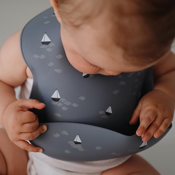 mushie Silicone Baby Bib | Adjustable Fit Waterproof Bibs - Image 3