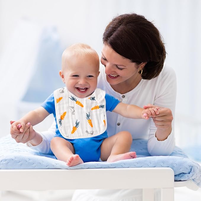 Zainpe 20Pcs Snap Muslin Cotton Baby Bibs Soft Absorbent Adjustable Burp Cloths - Image 5