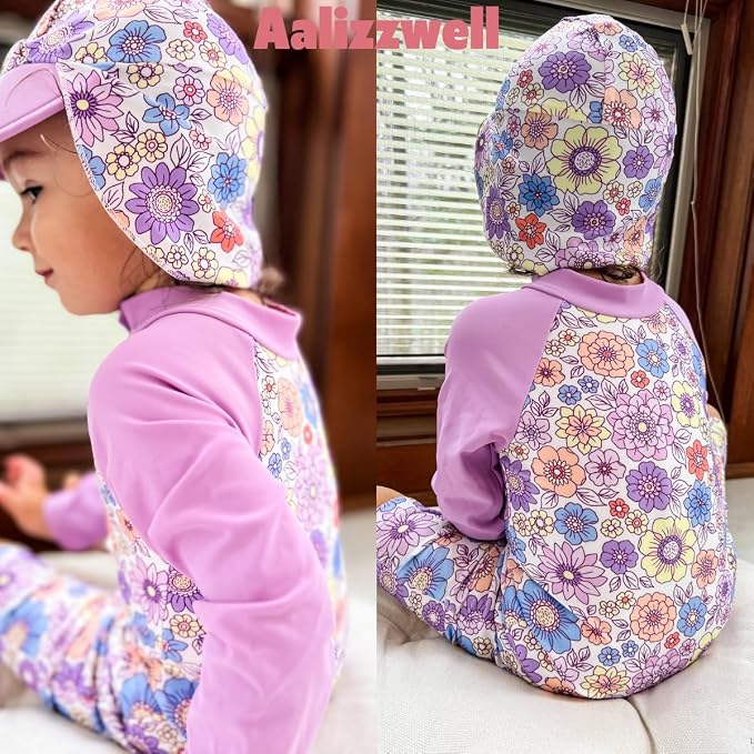 Aalizzwell Baby Girls Long Sleeve One Piece Bathing Suit - Image 3