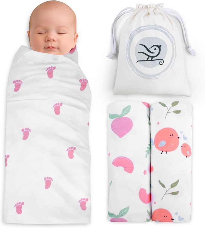 BabySparrow 3 Pack Muslin Swaddle Blankets - Image 2