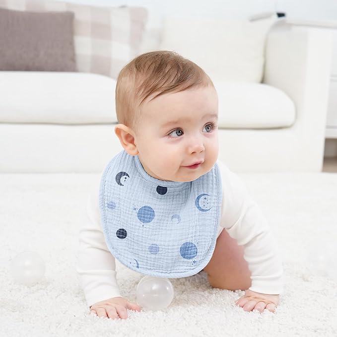 Susurration Muslin Baby Drool Bibs 6Pack Soft Square Adjustable Baby Bandana - Image 3