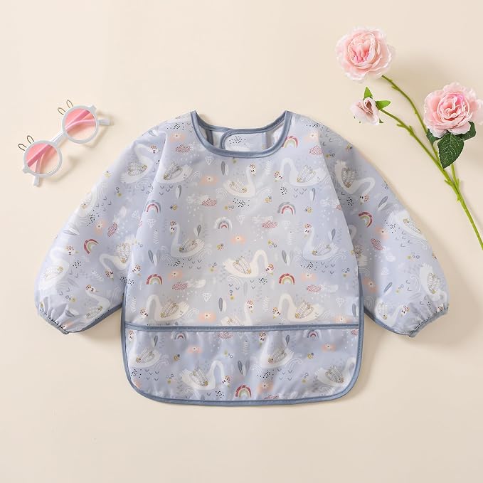 Sleeved Bib, 5 Pack, Waterproof Shirt Bibs - Image 3