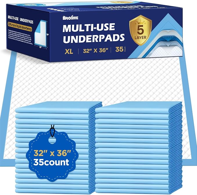 Extra Large Bed Pads for Incontinence Disposable, Leak-Proof Breathable by Brosive