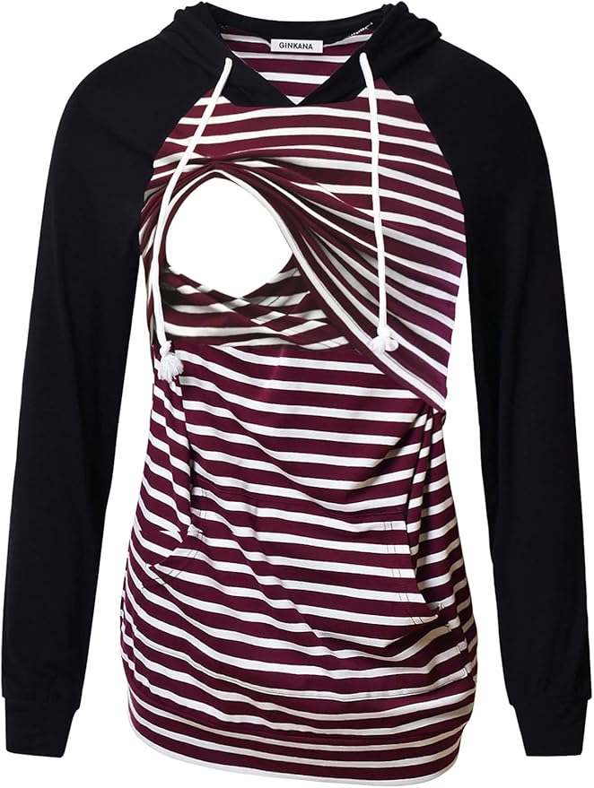 GINKANA Women's Nursing Hoodie Sweatshirt Long Sleeves Breastfeeding Maternity by GINKANA