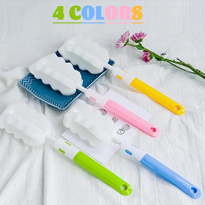 Bottle Brush 8PCS Sponge Cup Brush Set Cup Scrubber Brush Portable Long Handle - Image 8