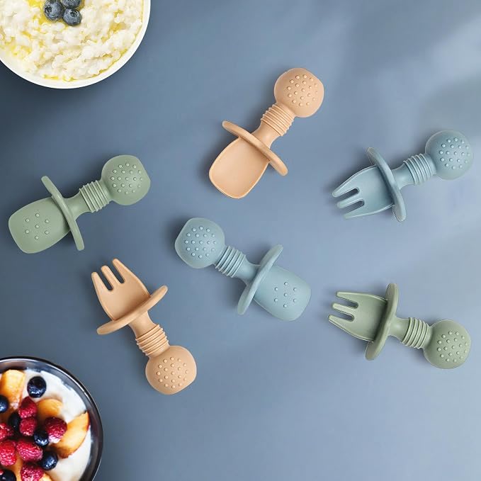 Baby Spoons and Forks Feeding Set, 6 Pack Silicone First Stage Self Feeding - Image 6