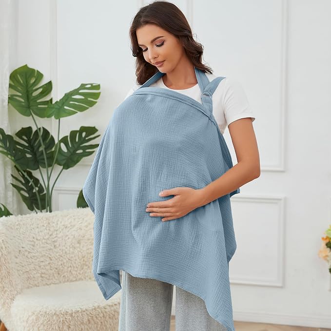 Muslin Nursing Cover for Breastfeeding, Breathable 100% Cotton Privacy Nursing by Zdolmy