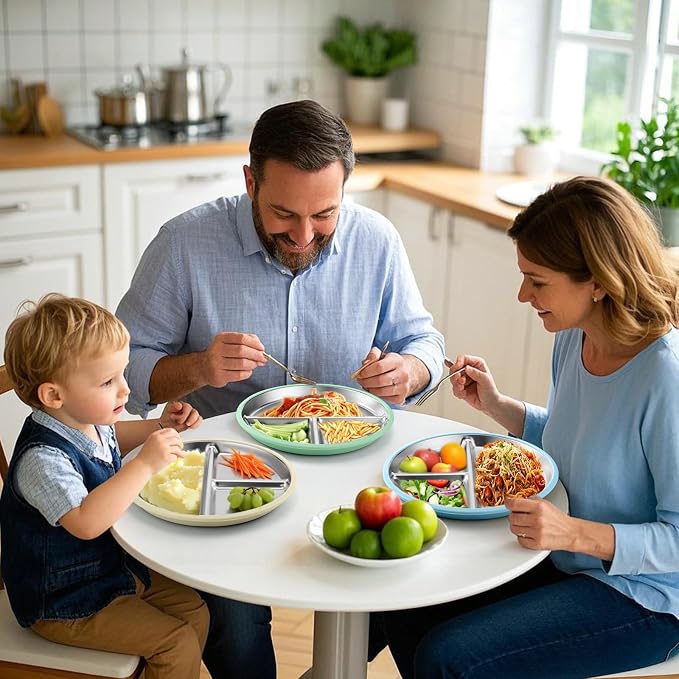 BUSOHA 3 Pack Stainless Steel Kids Plate - Image 6