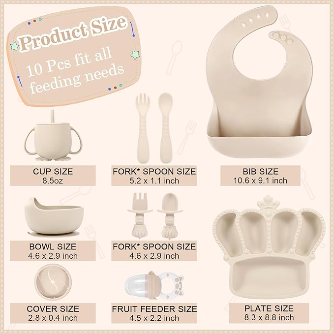 Silicone Baby Feeding Set 10 Pcs Baby Led Weaning Supplies Suction Bowl Divided - Image 2