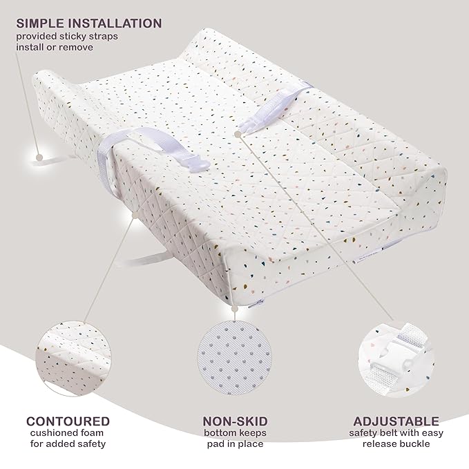 Organic Cotton Contoured Baby Changing Pad w/Waterproof Foam Mattress, Includes - Image 3