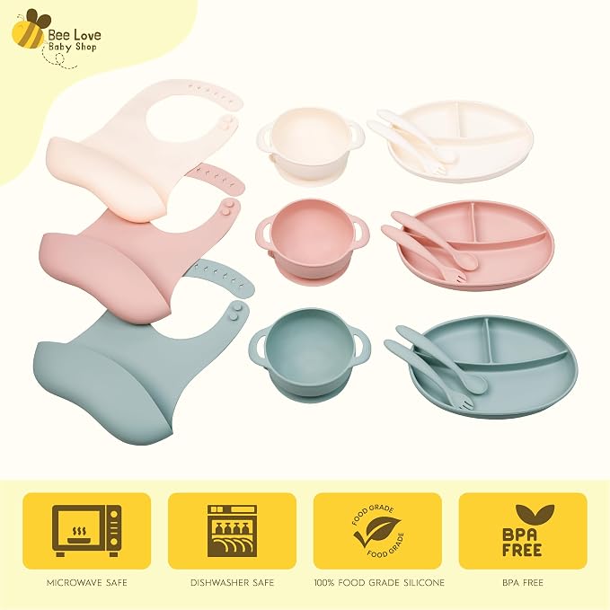 Bee Love Silicone Baby Feeding Set | BPA Free Baby Led Weaning Utensils Set - Image 2