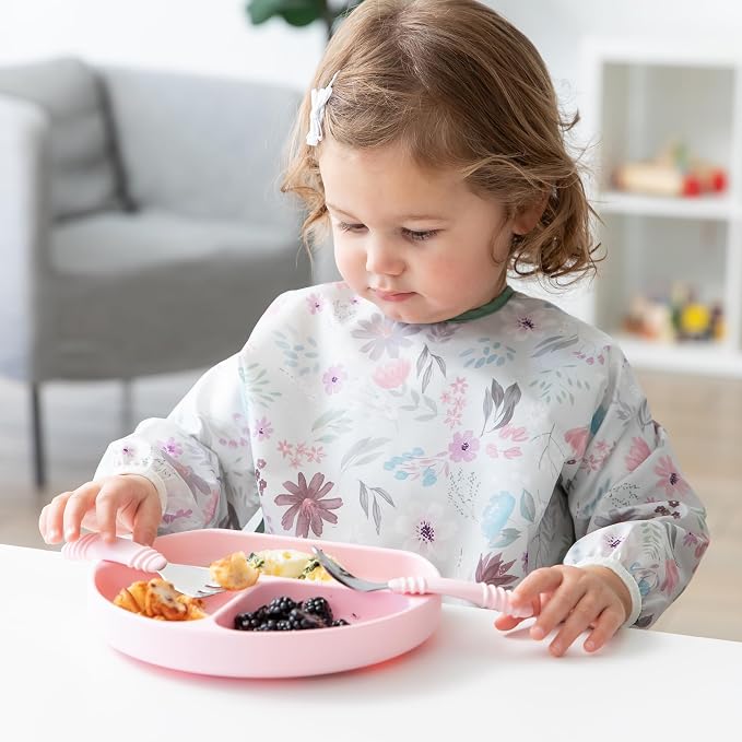 Bumkins Toddler Utensils, Kids Fork and Spoon Set, Silicone and Stainless-Steel - Image 5