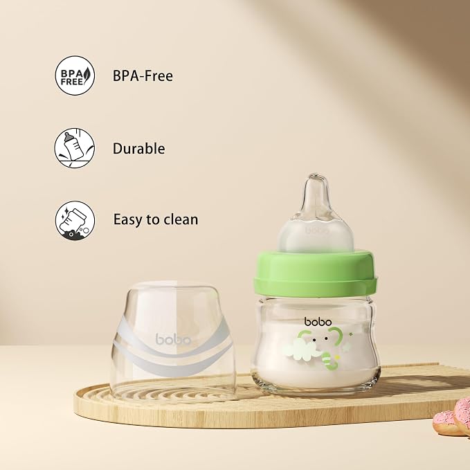 YOHKOH Glass Baby Bottles with Slow Flow Nipple, Newborn Anti-Colic Baby Bottles - Image 6