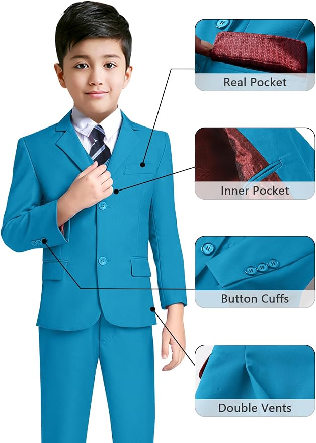 YuanLu Boys Suit for Kids Tuxedo Wedding Ring Bearer Outfit, 5 Piece Boy Slim - Image 2