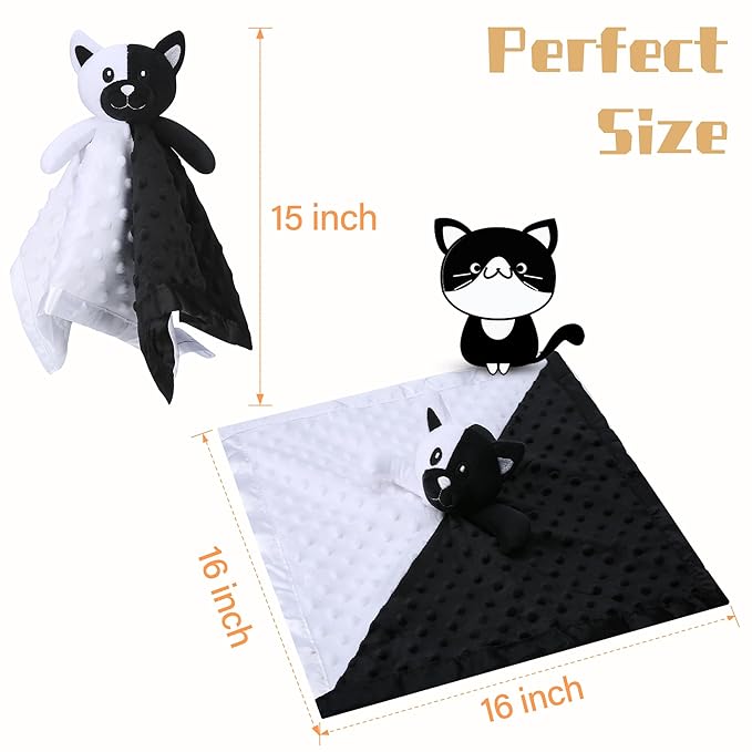Pro Goleem Cat Loveys for Babies, Soft Security Blanket High Contrast Baby Toys - Image 5
