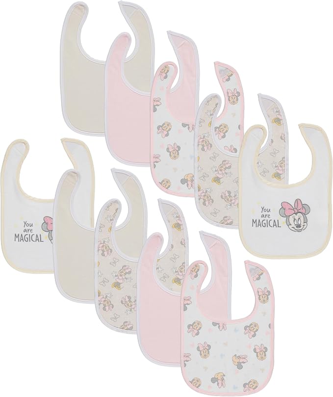 Disney 10-Pack Mickey Mouse Baby Bibs – Ten Soft, and Adjustable Cotton Bibs by Disney