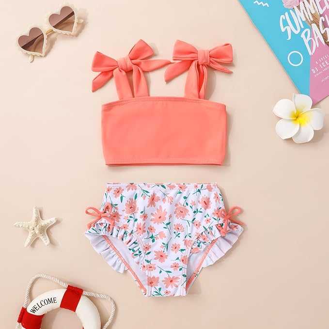 Toddler Swimsuit Girl Color Block Stripe Swimwear Baby Girl Summer Beach - Image 2