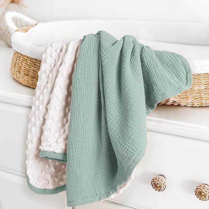 lulumoon Baby Blanket for Newborn Receiving: Minky Dot & Muslin Lightweight - Image 2