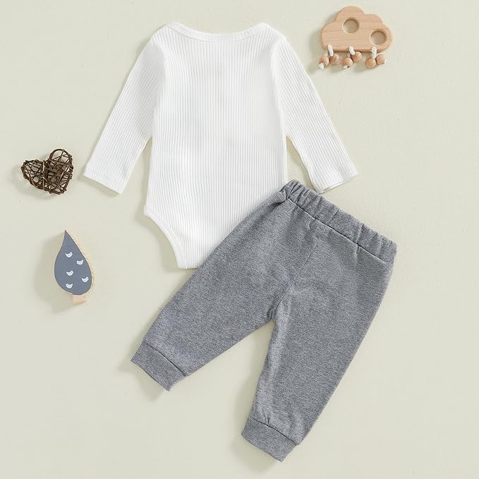 fhutpw Baby Boy Clothes 3 6 12 18 Months Ribbed Knitted Long Sleeve Romper and - Image 3