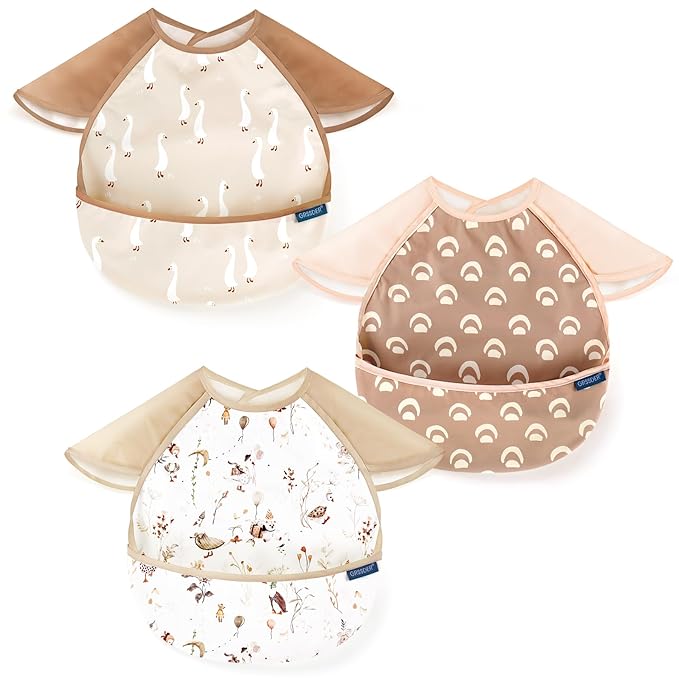 GRSSDER 3-pack Mess Proof Baby Feeding Bibs by BUYNOW