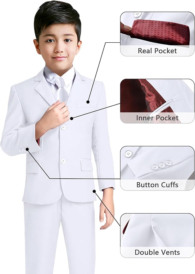 YuanLu Boys Suit for Kids Tuxedo Wedding Ring Bearer Outfit, 5 Piece Boy Slim - Image 3
