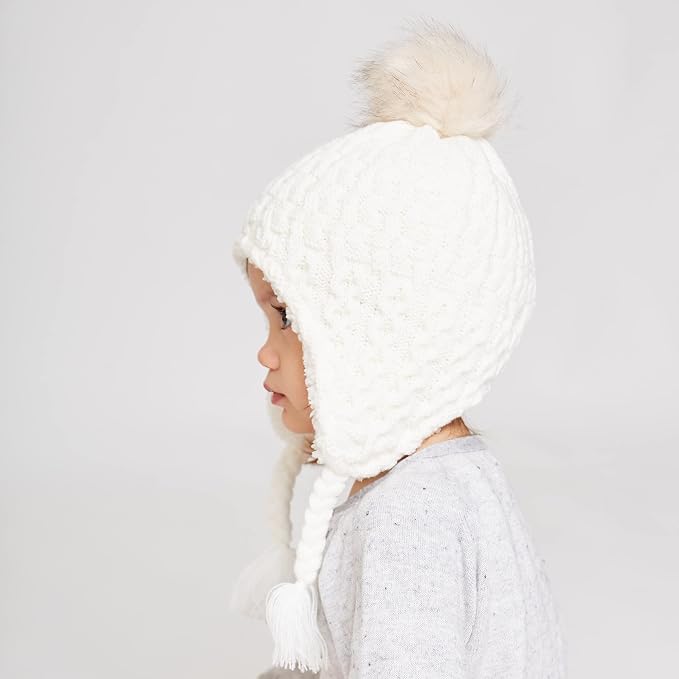 LANGZHEN Toddler Kids Infant Winter Hat, Earflap Knit Warm Cap Fleece Lined - Image 4