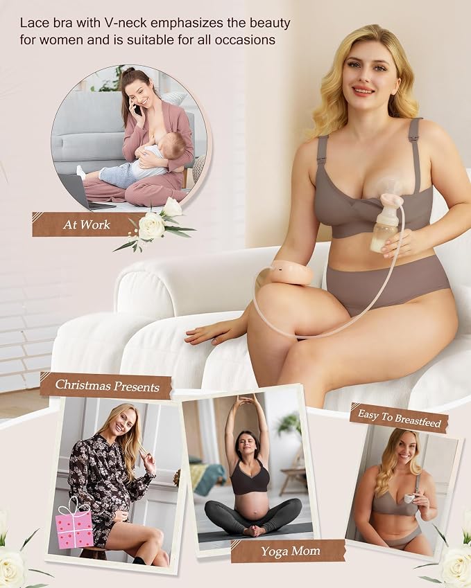 As Fairy Nursing Bras for Breastfeeding Mesh Lace Seamless Maternity Bra - Image 5