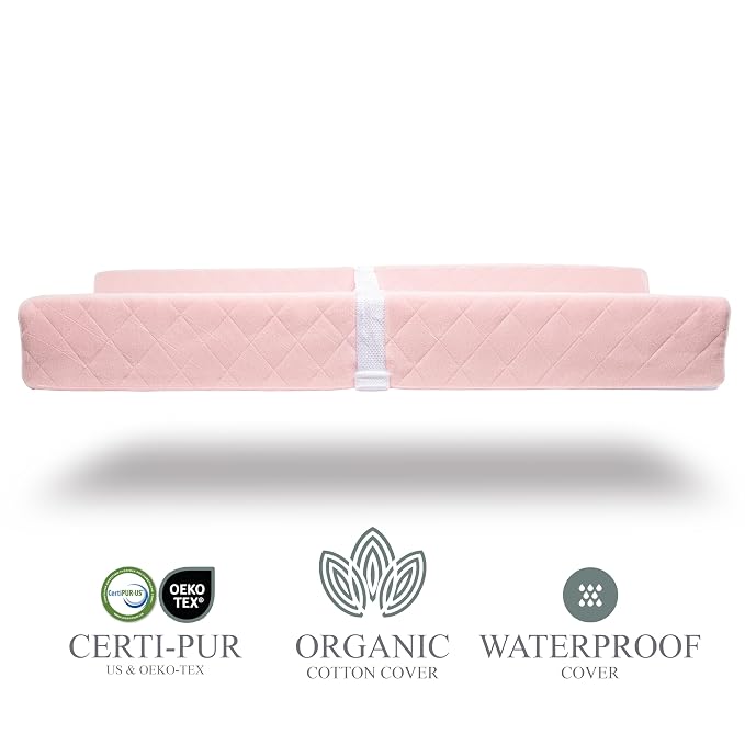 Organic Cotton Contoured Baby Changing Pad w/Waterproof Foam Mattress, Includes - Image 2