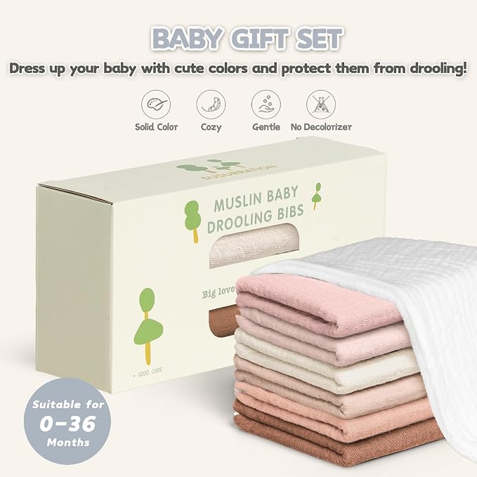 Susurration Muslin Baby Drool Bibs 6Pack Soft Triangular Adjustable Baby - Image 6
