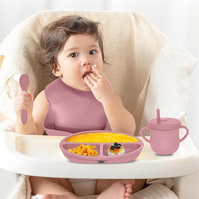 100% Silicone Baby Feeding Set, BPA Free Baby Dishes Set - Image 2